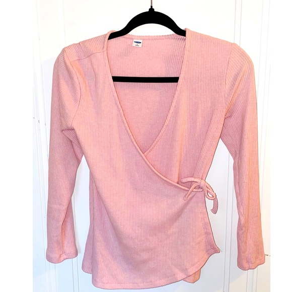 Tops - pink old navy wrap waffle shirt.